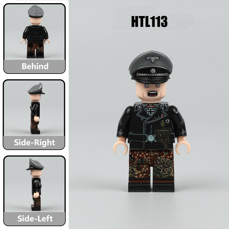 WW2 German Waffen SS Panzer Officer UV Printed Military Minifigs Building Historical Armored Commander Collectible Toy Gifts HTL110-114