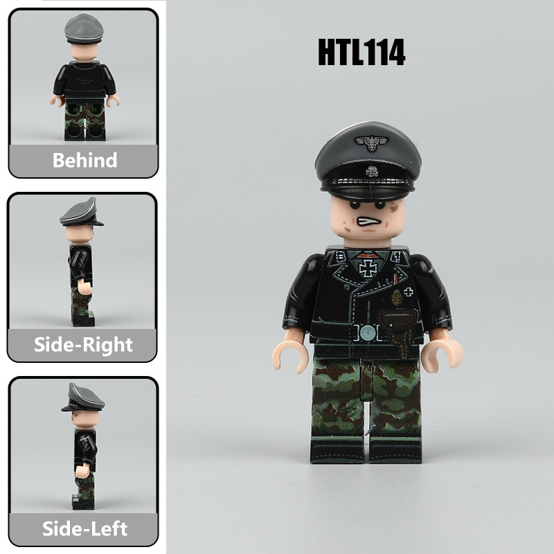 WW2 German Waffen SS Panzer Officer UV Printed Military Minifigs Building Historical Armored Commander Collectible Toy Gifts HTL110-114
