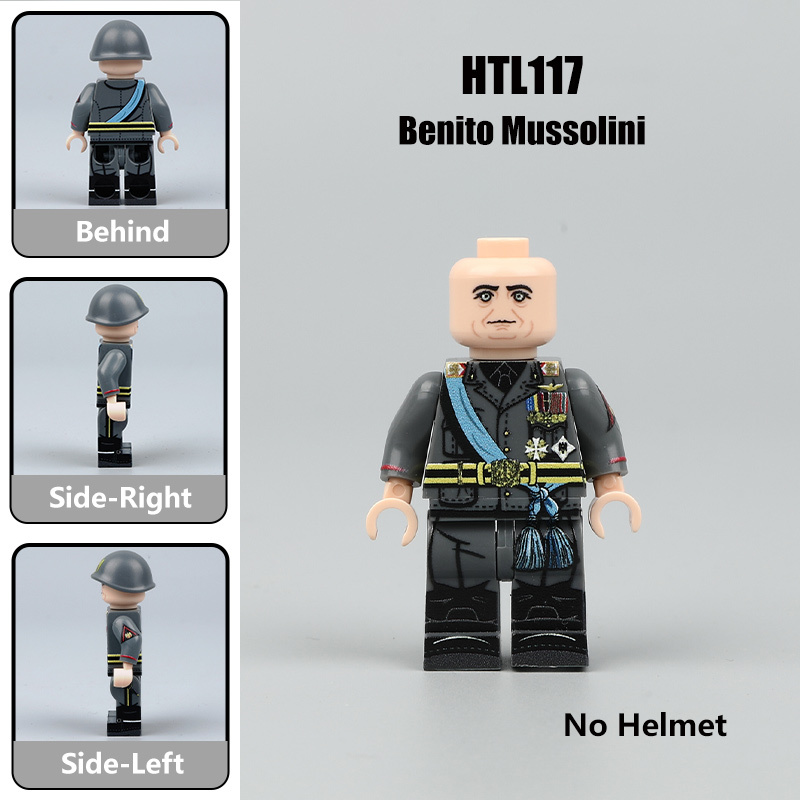 WWII Italian Historical Leader UV Printed Benito Mussolin Minifigs Building Blocks Collectible Solider Military Toy Gifts HTL116 HTL117