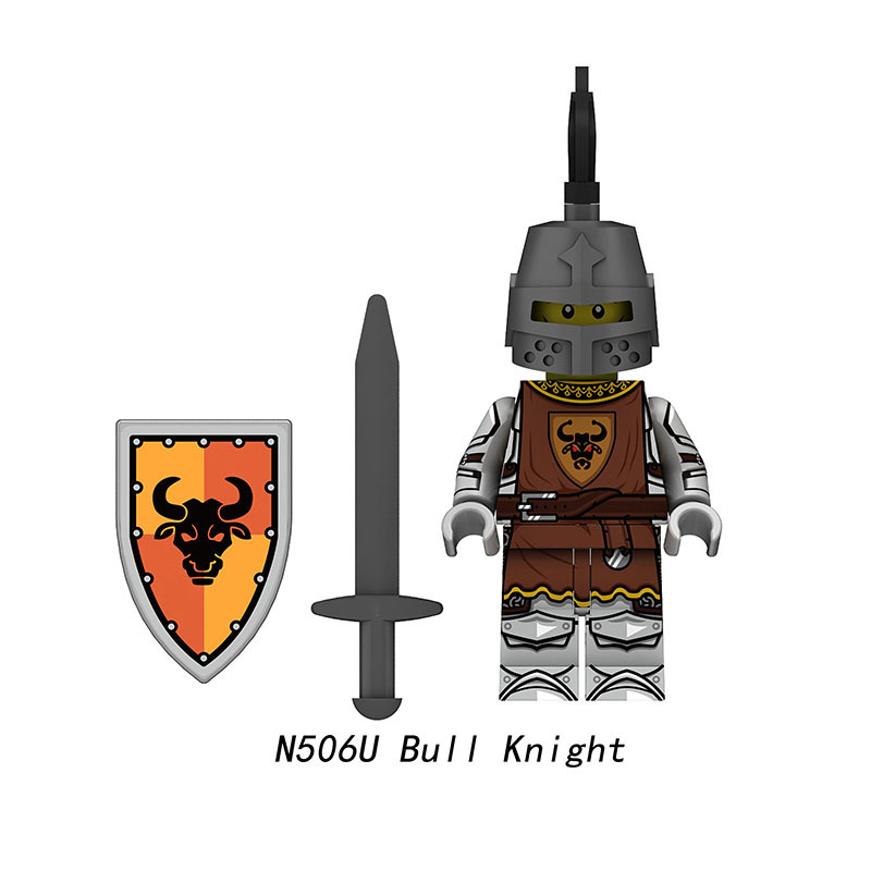 Medieval Griffin Knight  Bull Solider Kraken Wrriors Minifigs Building Blocks UV Printed Shield Spear Weapon Toys N505U-510U