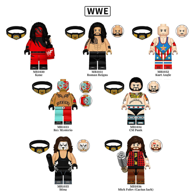 WWE Wrestling Superstar Champion Kane Minifigs Building Block Famous People Roman Reigns Kurt Angle  Collectible Toy Compatible Gifts MB1030-1036