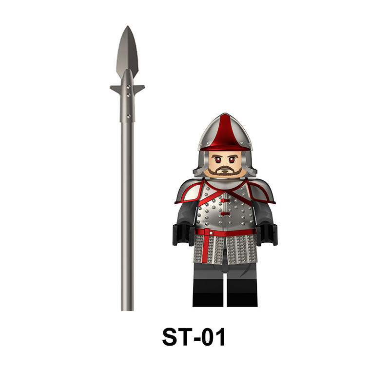 Medieval Armored Soldier Minifigs Custom Building Block Knight Warrior Helmet Sword Shield Historical Solider Toy Collection Gifts ST01 ST02