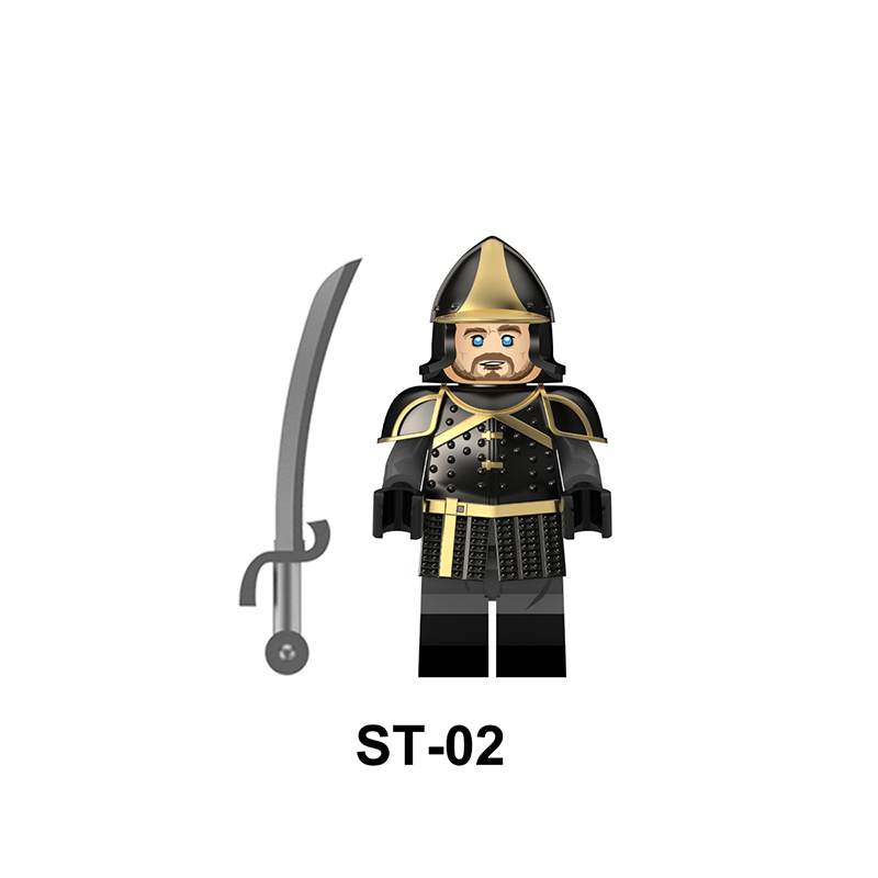Medieval Armored Soldier Minifigs Custom Building Block Knight Warrior Helmet Sword Shield Historical Solider Toy Collection Gifts ST01 ST02