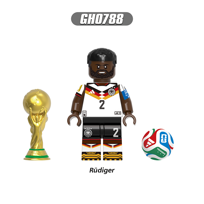 World Cup Football Player Rudiger Veirgirl Minifg Bellingham Building Blocks Modric Bruyne Acharf Hakimi Sports Team Bricks Toy Gift for Fans G0191