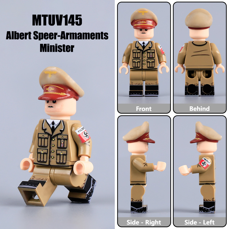 WW2 German Command General Alfred Jodl Walter Model Building Block Albert Speer-Armaments Minister Solider Minifigs Military UV Printed Historical Toy Gifts MTUV142-145