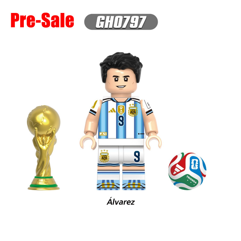 World Cup Football Player Musiala Alvarez Minifg Lautaro Haaland Building Blocks Modric Bruyne Acharf Hakimi Sports Team Toy Gift G0202