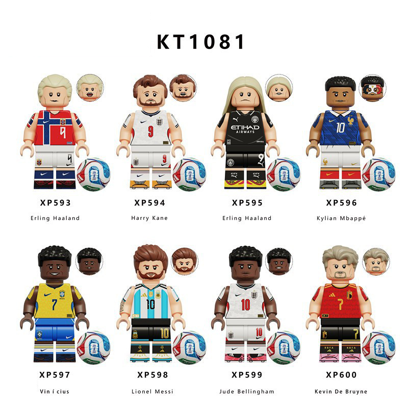 World Cup Football Player Messi Erling Haaland Harry Kane Minifg Kylian Mbappe Building Blocks Fans Collection Sports Team Toy Gift G0202