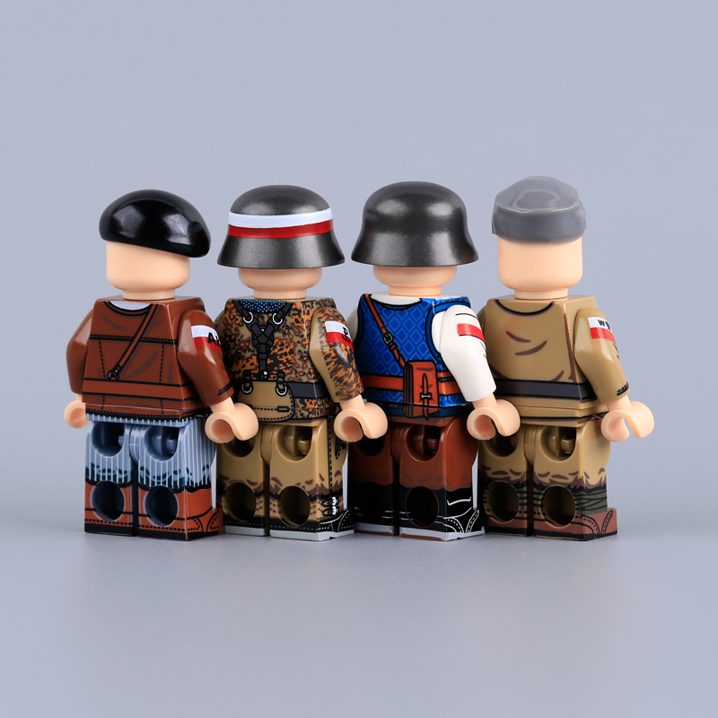 WW2 Military Polish Warsaw Uprising Home Army Minifigs Building Blocks Commander Camouflage Infantry Soldier Bricks Toys MTZ055-058