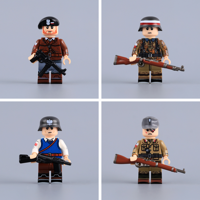 WW2 Military Polish Warsaw Uprising Home Army Minifigs Building Blocks Commander Camouflage Infantry Soldier Bricks Toys MTZ055-058