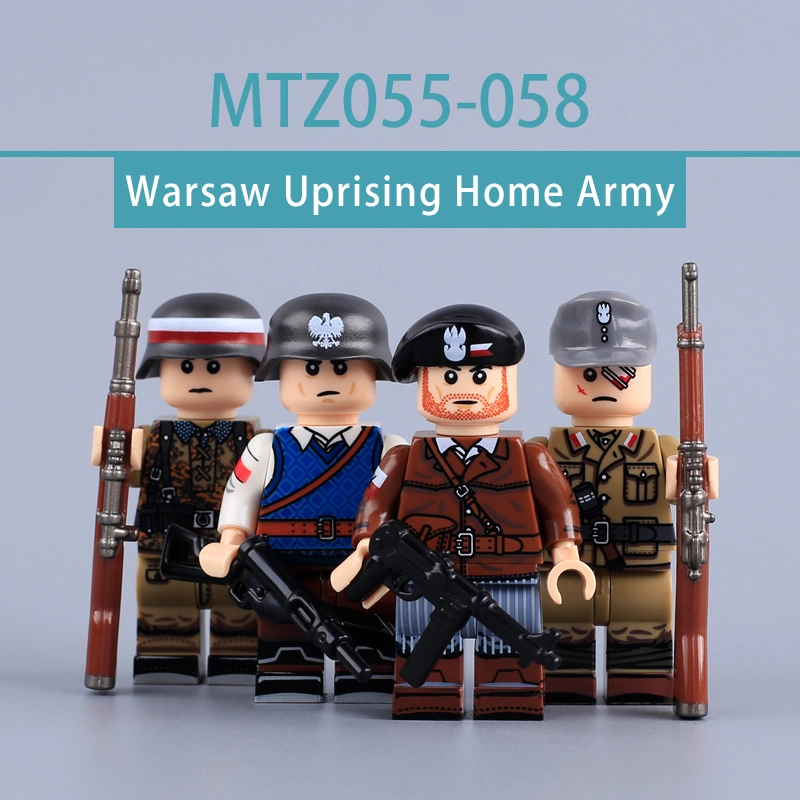 WW2 Military Polish Warsaw Uprising Home Army Minifigs Building Blocks Commander Camouflage Infantry Soldier Bricks Toys MTZ055-058