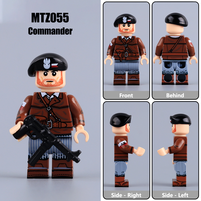 WW2 Military Polish Warsaw Uprising Home Army Minifigs Building Blocks Commander Camouflage Infantry Soldier Bricks Toys MTZ055-058