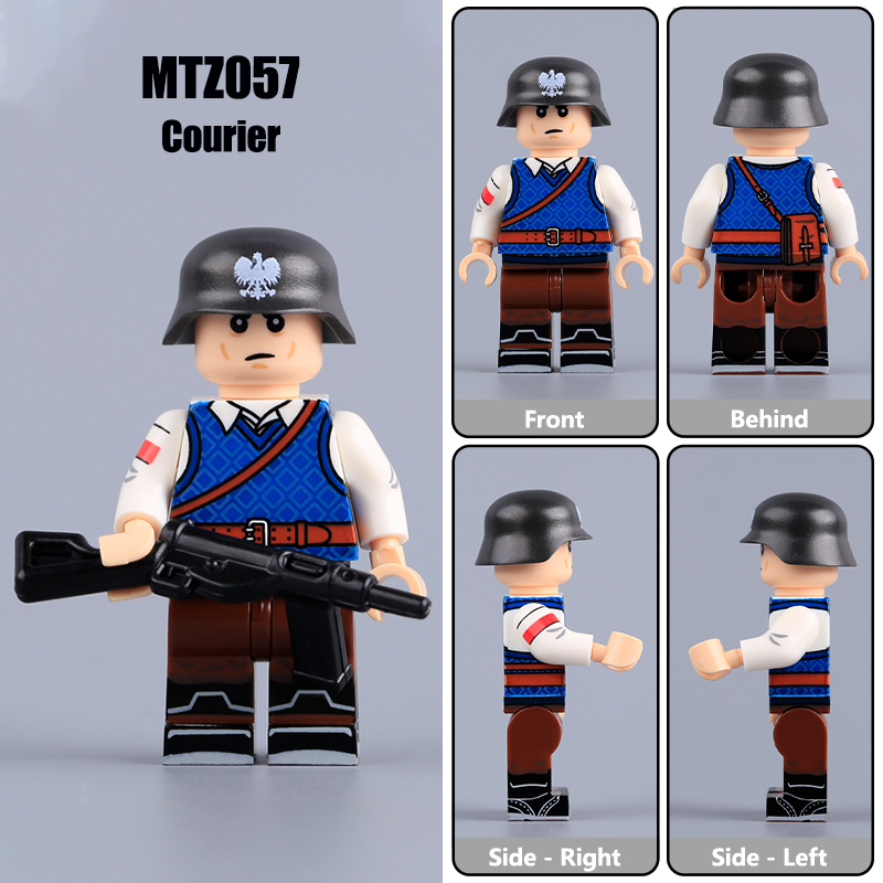 WW2 Military Polish Warsaw Uprising Home Army Minifigs Building Blocks Commander Camouflage Infantry Soldier Bricks Toys MTZ055-058
