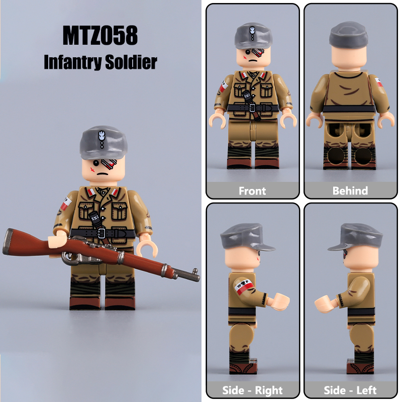 WW2 Military Polish Warsaw Uprising Home Army Minifigs Building Blocks Commander Camouflage Infantry Soldier Bricks Toys MTZ055-058