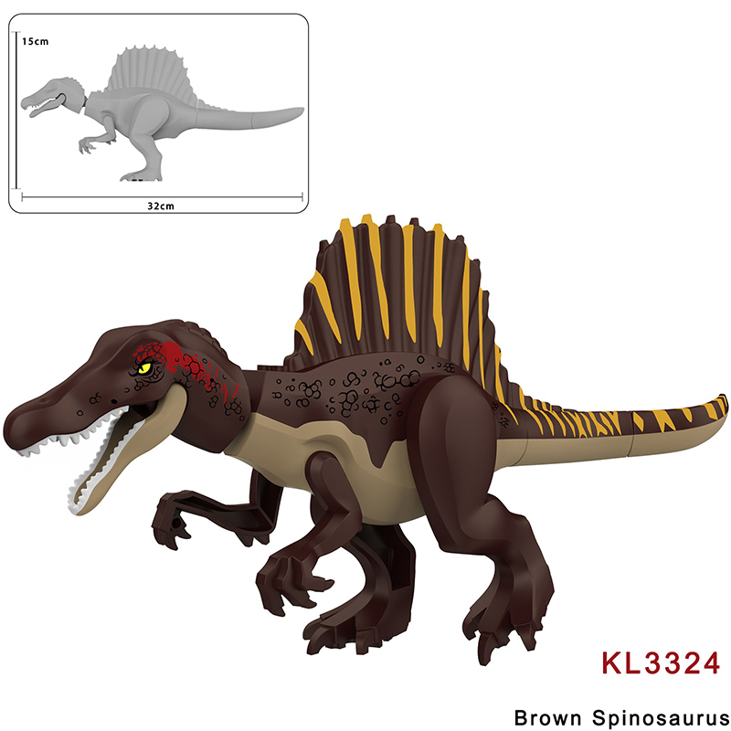 Jurassic Spinosaurus Dinosaur Minifigs Building Block Brown Black Blue Red Purple Green Orange Collectible Toy Gifts KL3324-3330