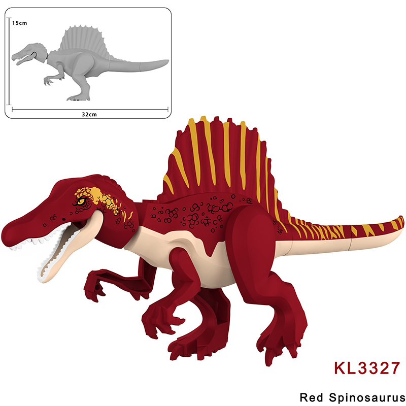 Jurassic Spinosaurus Dinosaur Minifigs Building Block Brown Black Blue Red Purple Green Orange Collectible Toy Gifts KL3324-3330