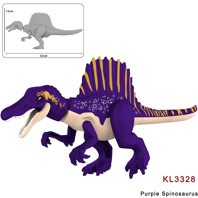 Jurassic Spinosaurus Dinosaur Minifigs Building Block Brown Black Blue Red Purple Green Orange Collectible Toy Gifts KL3324-3330