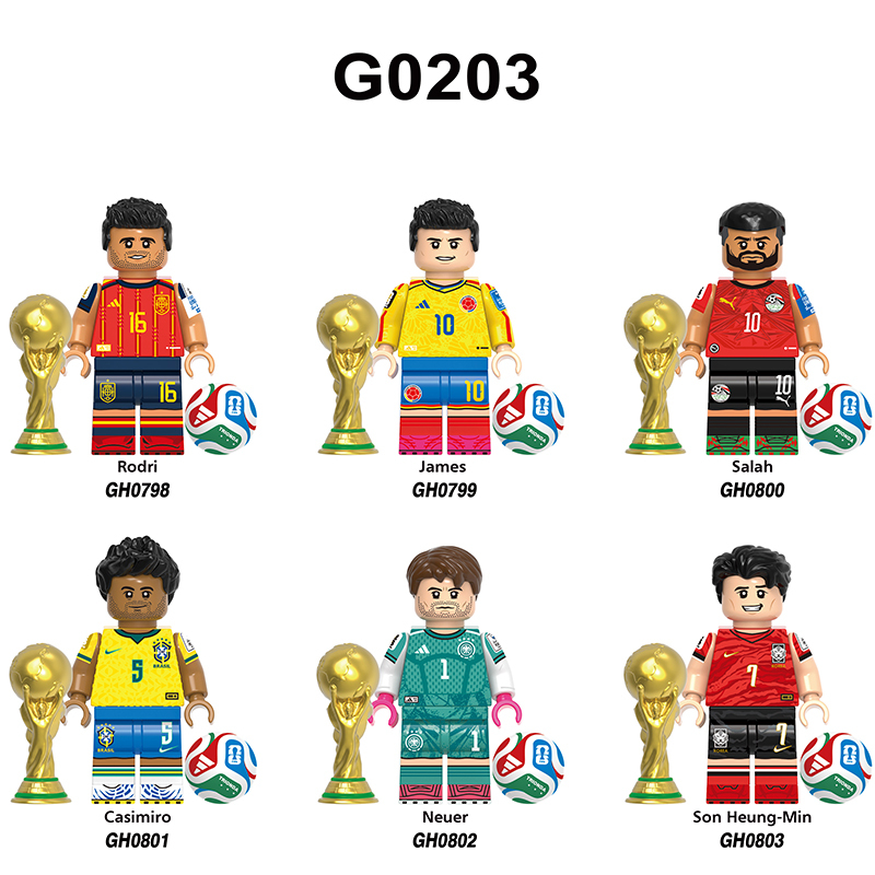 World Cup Football Player Rodro James Salah Minifgs Neuer Building Blocks  Son Heung-Min Sports Team Bricks Toy Gift Fans G0203