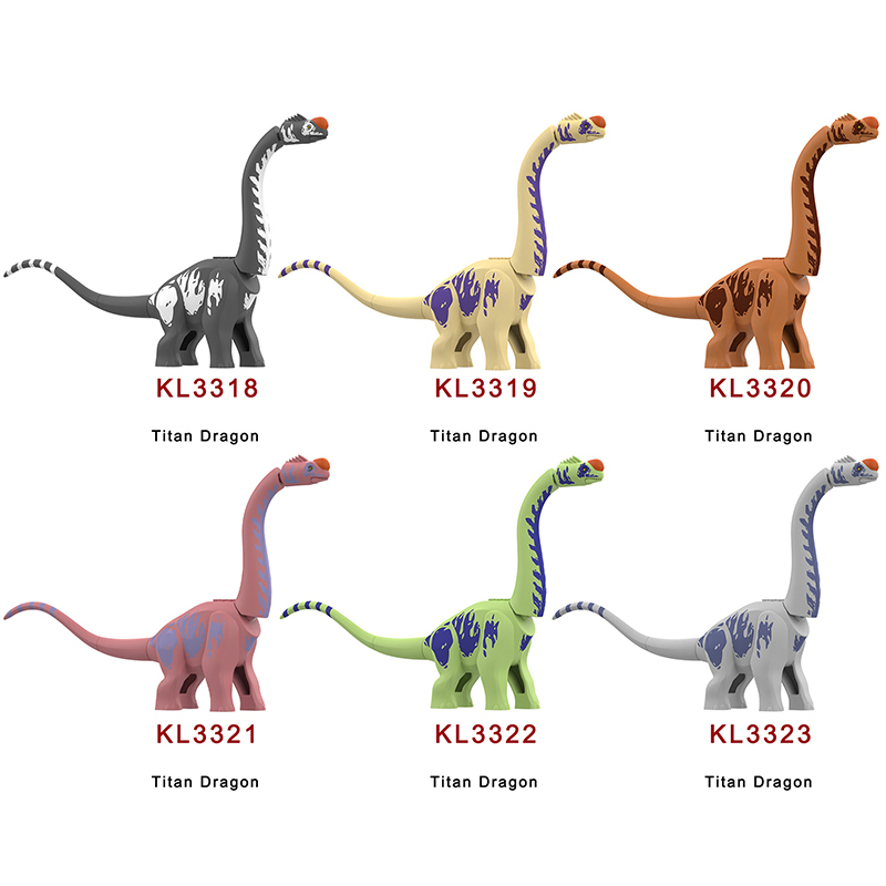 KL3319-3323 Cartoon Dinosaur Set Kits  Pterosaur Action Figures White Little Triceratops Minifigs Building Blocks Toys Children Gifts
