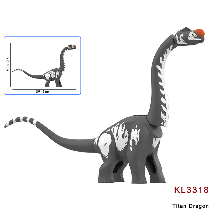 KL3319-3323 Cartoon Dinosaur Set Kits  Pterosaur Action Figures White Little Triceratops Minifigs Building Blocks Toys Children Gifts