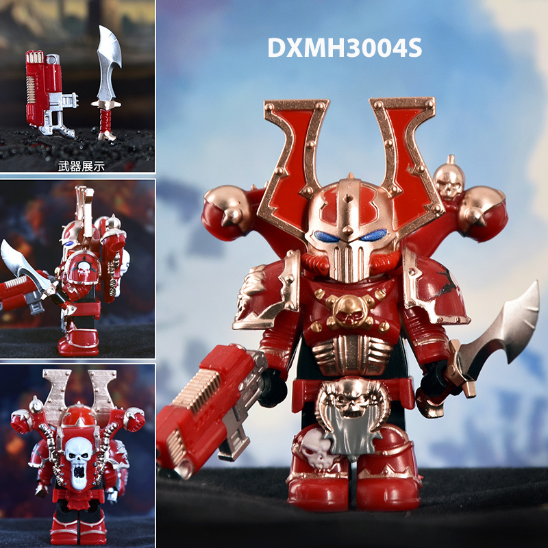 Dark Warhammer 40K Chaos Space Marines Minifigs Black Legion Horned Demon Soldiers Building Blocks Bricks Toys DXMH3004S DXMH3010S