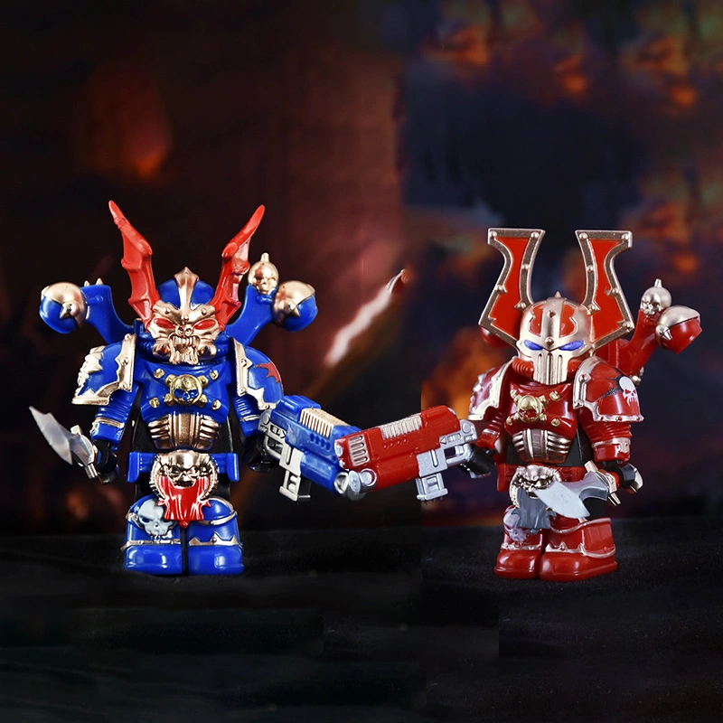 Dark Warhammer 40K Chaos Space Marines Minifigs Black Legion Horned Demon Soldiers Building Blocks Bricks Toys DXMH3004S DXMH3010S