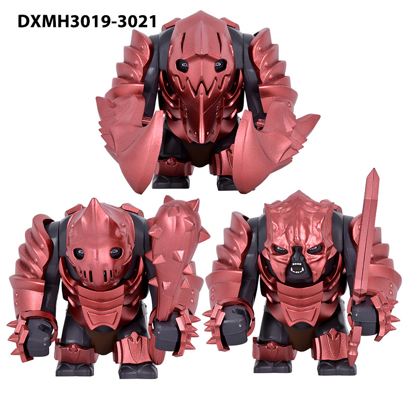 Medieval Armored Troll Dual Blades Minifigs Building Block Fantasy Monster Warrior Custom Brick Toy Compatible Gifts DXMH3019-3021
