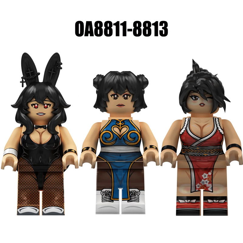 Japanese Anime Bunny Girl Chun Li Mai Shiranui Building Block Fighting Game Minifigs Compatible Toys Gifts OA8811 OA8812 OA8813