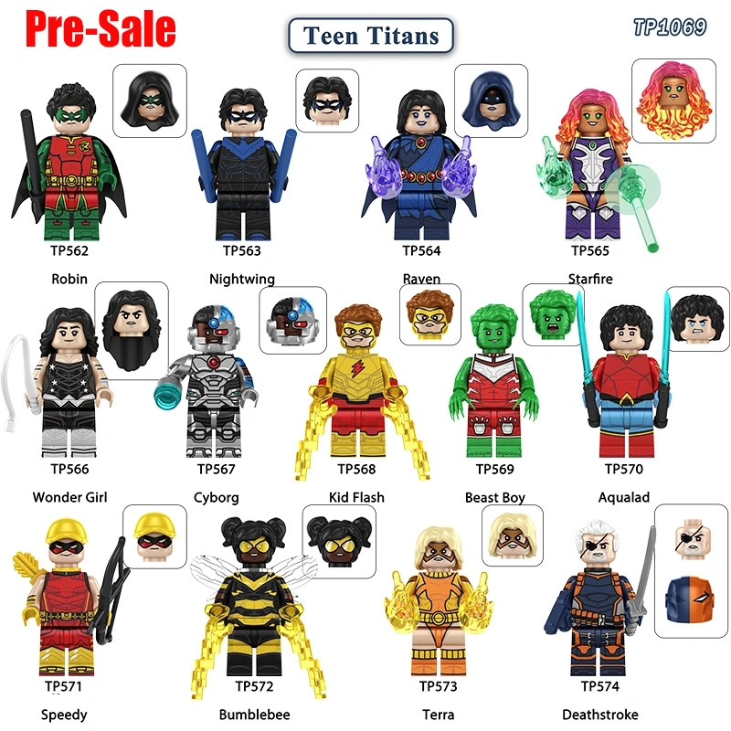 Superhero Team Teen Titans Minifigs Building Block DC Comics Speedy Bumblebee Terra Flash Minifigs Cyborg Collection Toys Gifts TP1069