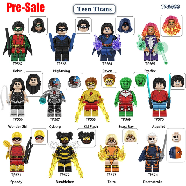 Superhero Team Teen Titans Minifigs Building Block DC Comics Speedy Bumblebee Terra Flash Minifigs Cyborg Collection Toys Gifts TP1069