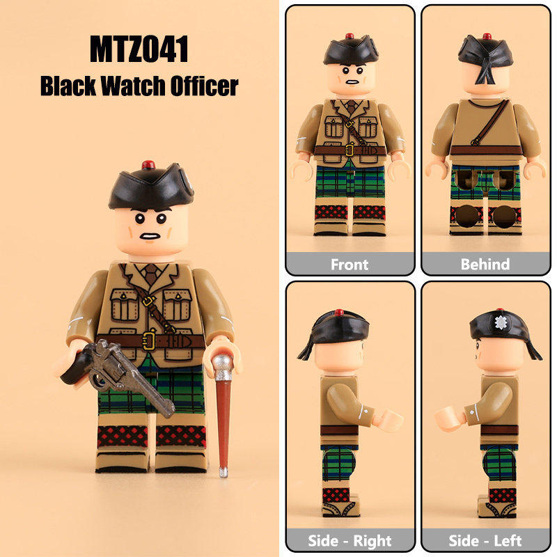 WW1 British Army Soldiers Minifigs Dorset Cavalry Officer Building Blocks Manchester Machine Gunner Black Watch Seaforth Highlander Military Toys Gifts MTZ039-042