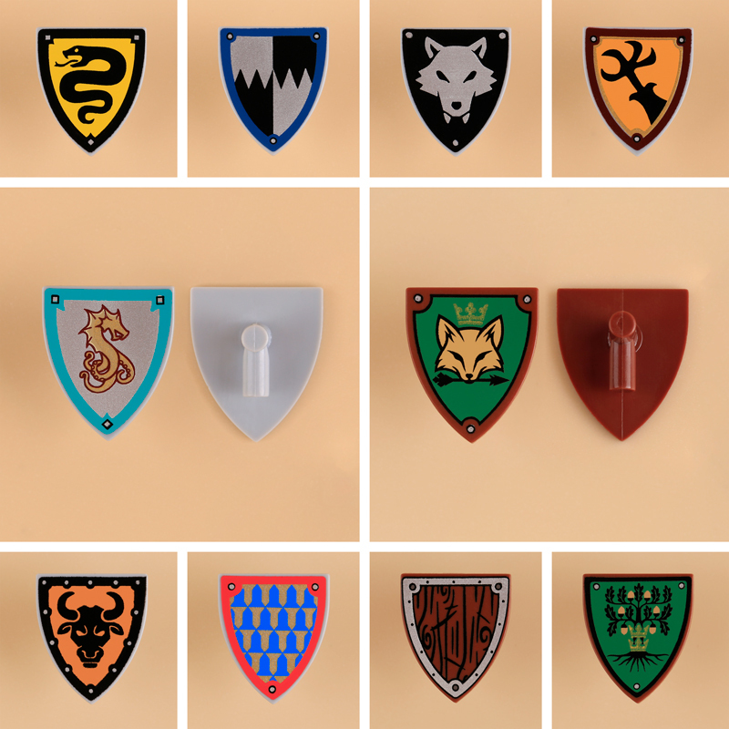 Medieval Knight Shield Building Blocks Minifigs Accessories Custom Heraldic Castle Warrior Armor Pack Collection Toys Gifts PJ066-070