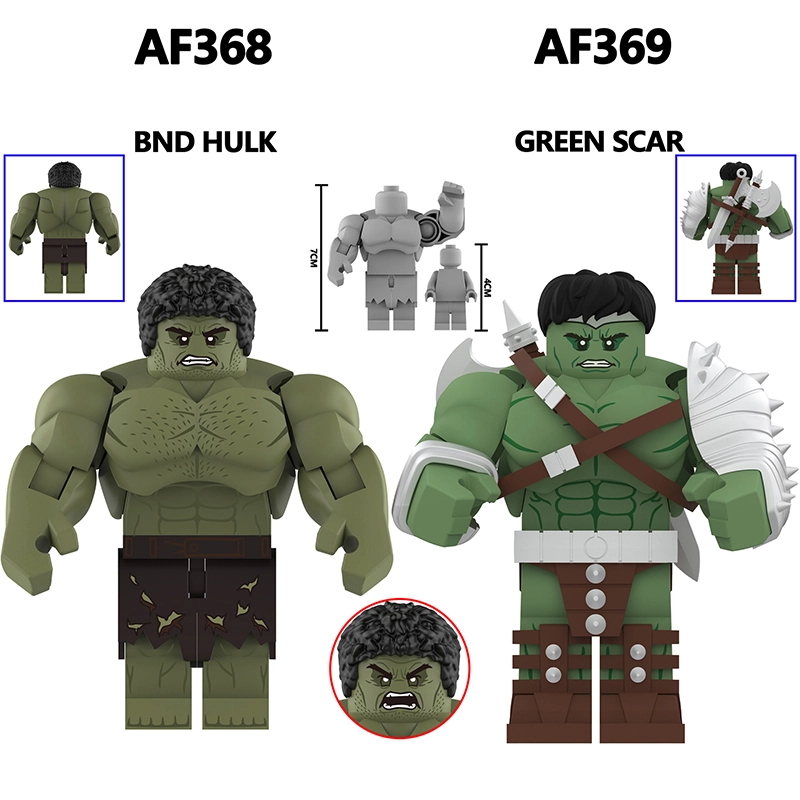 Marvel Superhero Green Giant Hulk Minifigs Building Block BND Hulk Green Scar Warrior Large Size Toy Gifts AF368 AF369
