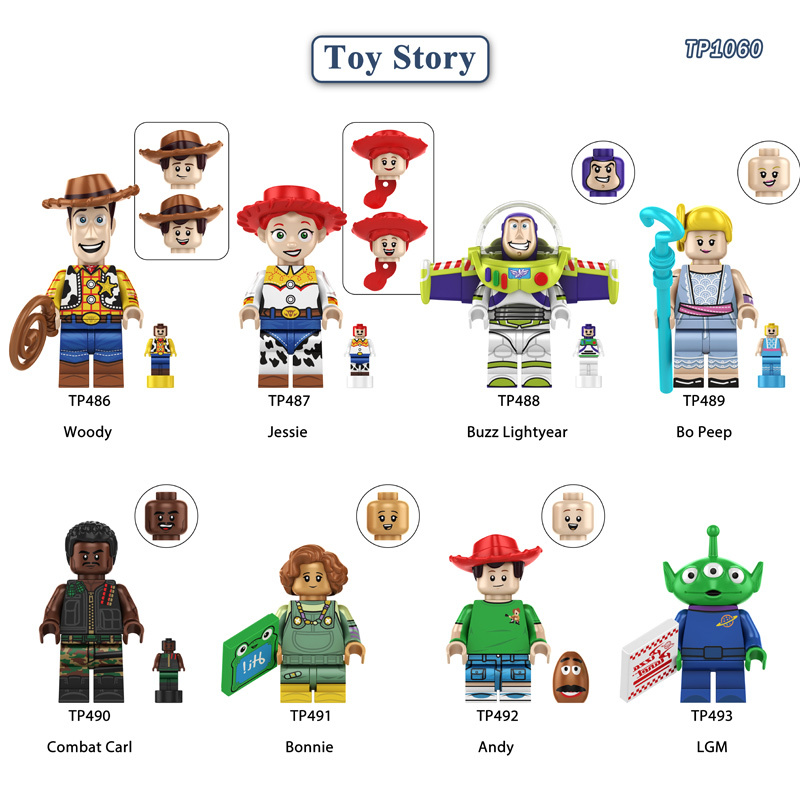 Toy Story Cartoon Minifigs Woody Buzz Lightyear Jessie Bo Peep Andy Alien Building Block Compatible Brick Toys Children Gifts TP1060