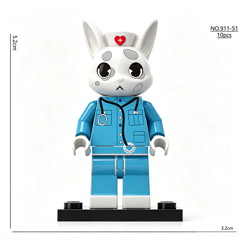 Animal Hospital Game Characters Minifigs Building Block Cat Nurse Duck Security Dog Nurse Deer Doctor Monster Patient Toy Gifts 958