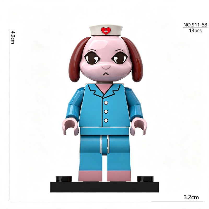 Animal Hospital Game Characters Minifigs Building Block Cat Nurse Duck Security Dog Nurse Deer Doctor Monster Patient Toy Gifts 958