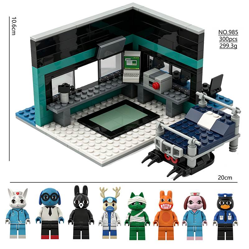 Animal Hospital Game Characters Minifigs Building Block Cat Nurse Duck Security Dog Nurse Deer Doctor Monster Patient Toy Gifts 958