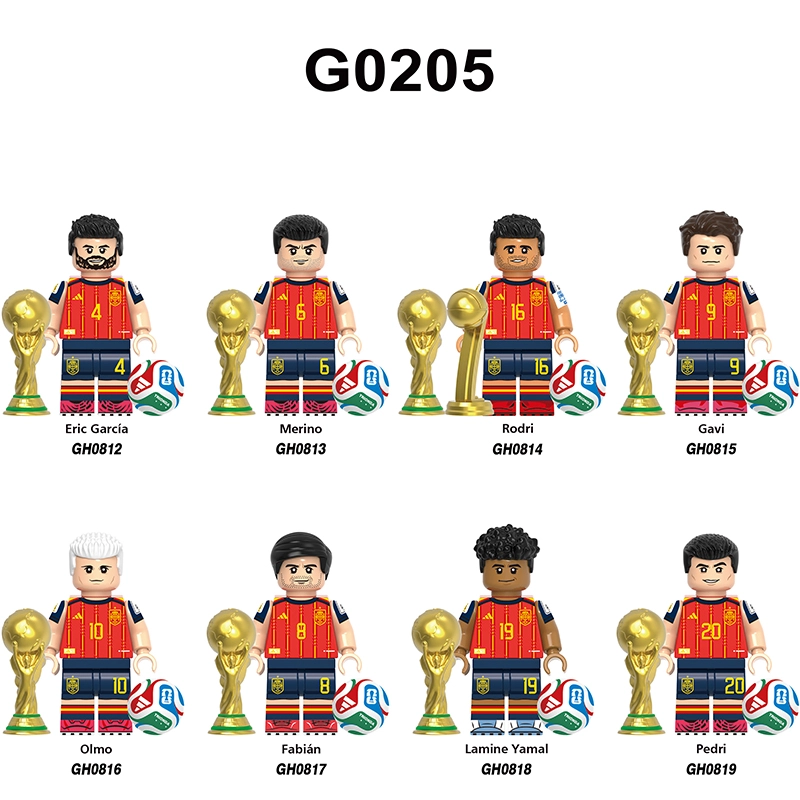 World Cup Football Player Spanish National Team Minifgs Rodri Gavi Building Blocks Olmo Eric Sports Team Bricks Toy Gift Fans G0205