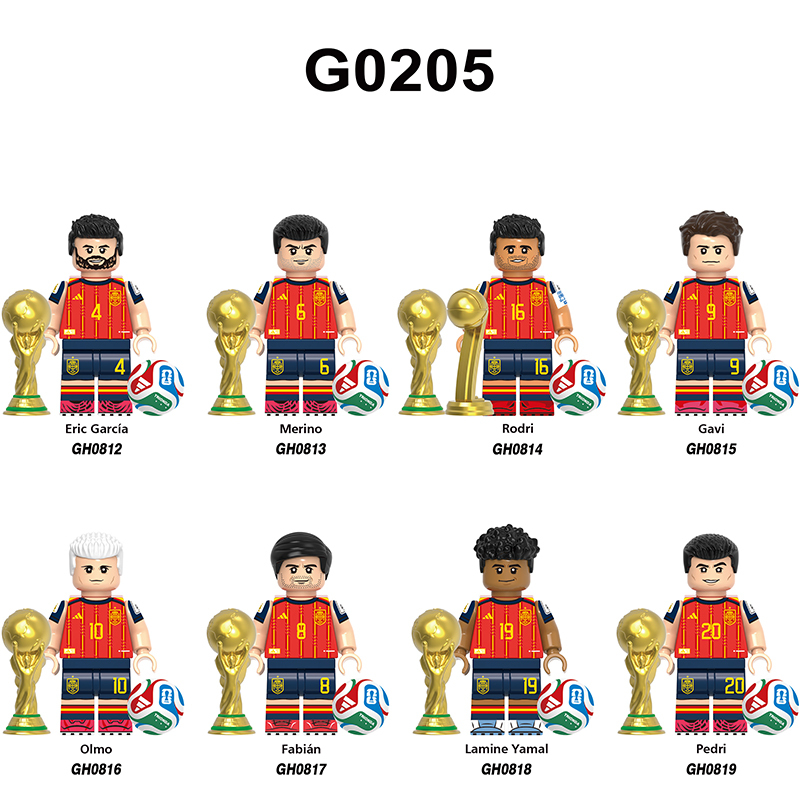 World Cup Football Player Spanish National Team Minifgs Rodri Gavi Building Blocks Olmo Eric Sports Team Bricks Toy Gift Fans G0205