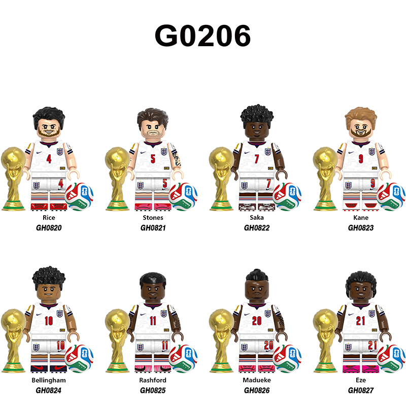 World Cup Football Player Egland National Team Minifgs Bellingham Building Blocks Rice Saka Kane Madueke Bricks Toy Fans Gift G0206