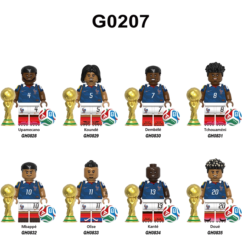 World Cup Football Player France National Team Upamecano Mbappe Minifgs Building Blocks Sports Team Bricks Toy Fans Gift G0207