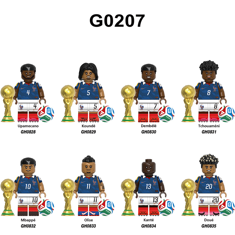 World Cup Football Player France National Team Upamecano Mbappe Minifgs Building Blocks Sports Team Bricks Toy Fans Gift G0207