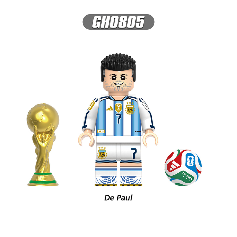 World Cup Football Player Lisandro Martinez De Paul Minifgs Neuer Building Blocks Messi Sports Team Bricks Toy Fans Gift G0204