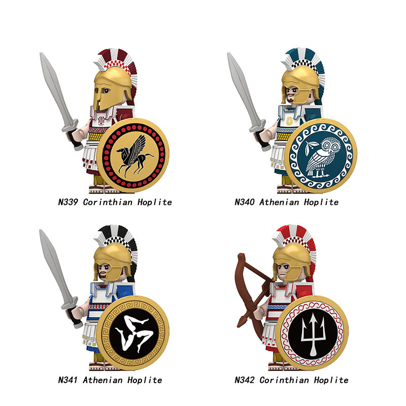 Medieval Kinght Ancient Greek Warrior Minifigs Classical Greek Soldiers Building Block Spears Shields Spartan Style Historical Toys Gifts N339-346