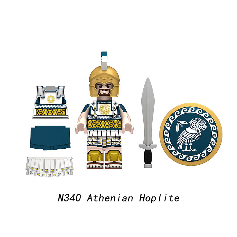 Medieval Kinght Ancient Greek Warrior Minifigs Classical Greek Soldiers Building Block Spears Shields Spartan Style Historical Toys Gifts N339-346