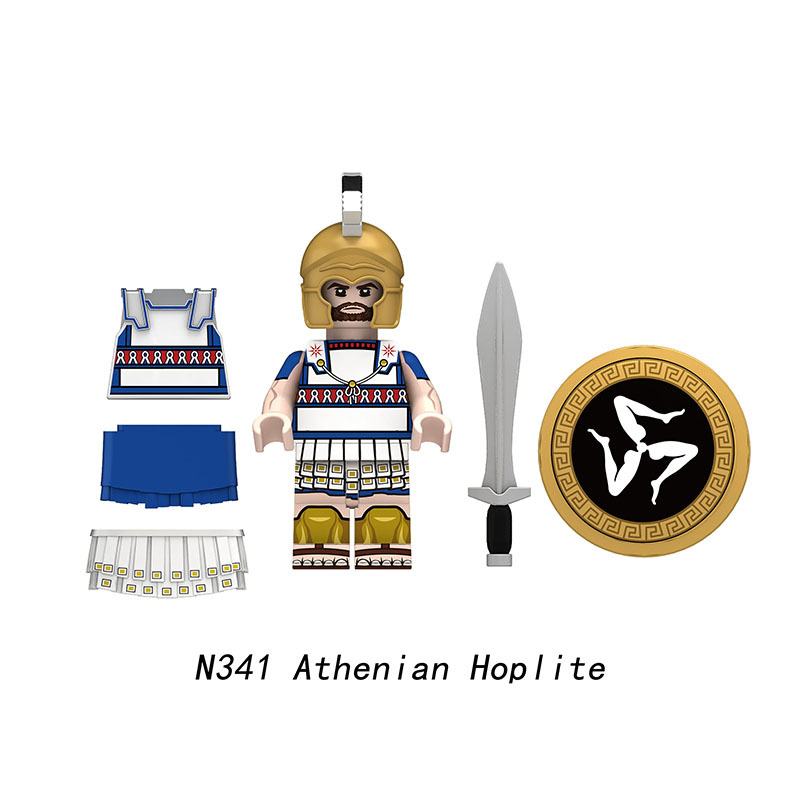 Medieval Kinght Ancient Greek Warrior Minifigs Classical Greek Soldiers Building Block Spears Shields Spartan Style Historical Toys Gifts N339-346