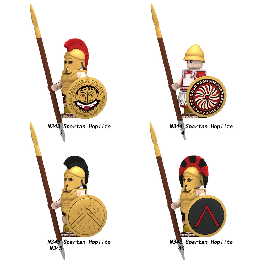 Medieval Kinght Ancient Greek Warrior Minifigs Classical Greek Soldiers Building Block Spears Shields Spartan Style Historical Toys Gifts N339-346
