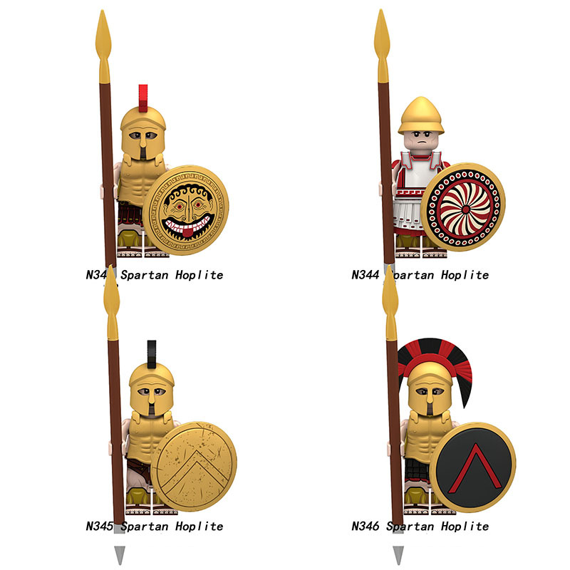 Medieval Kinght Ancient Greek Warrior Minifigs Classical Greek Soldiers Building Block Spears Shields Spartan Style Historical Toys Gifts N339-346