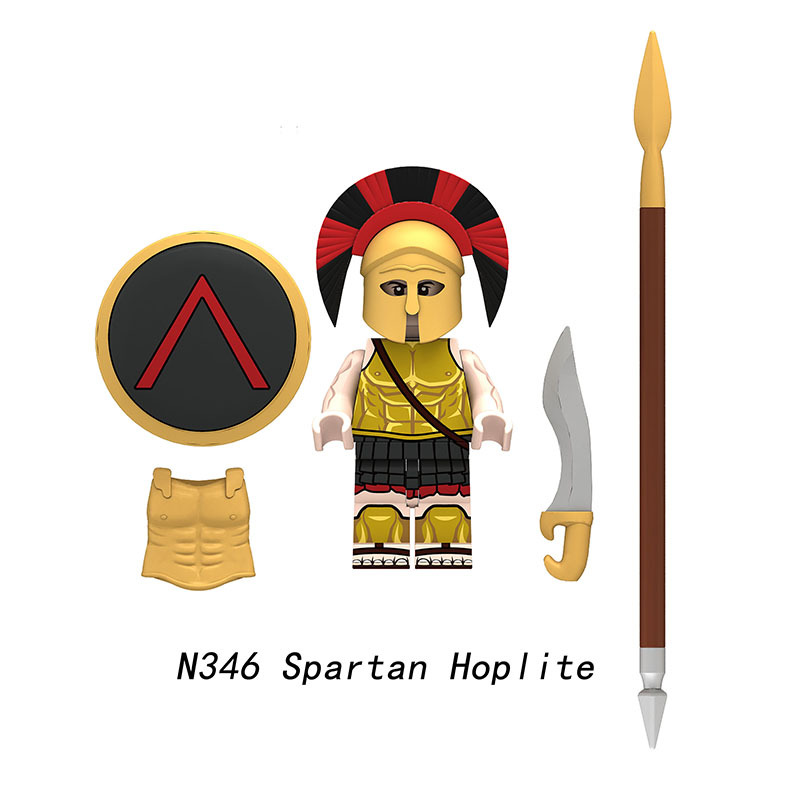 Medieval Kinght Ancient Greek Warrior Minifigs Classical Greek Soldiers Building Block Spears Shields Spartan Style Historical Toys Gifts N339-346