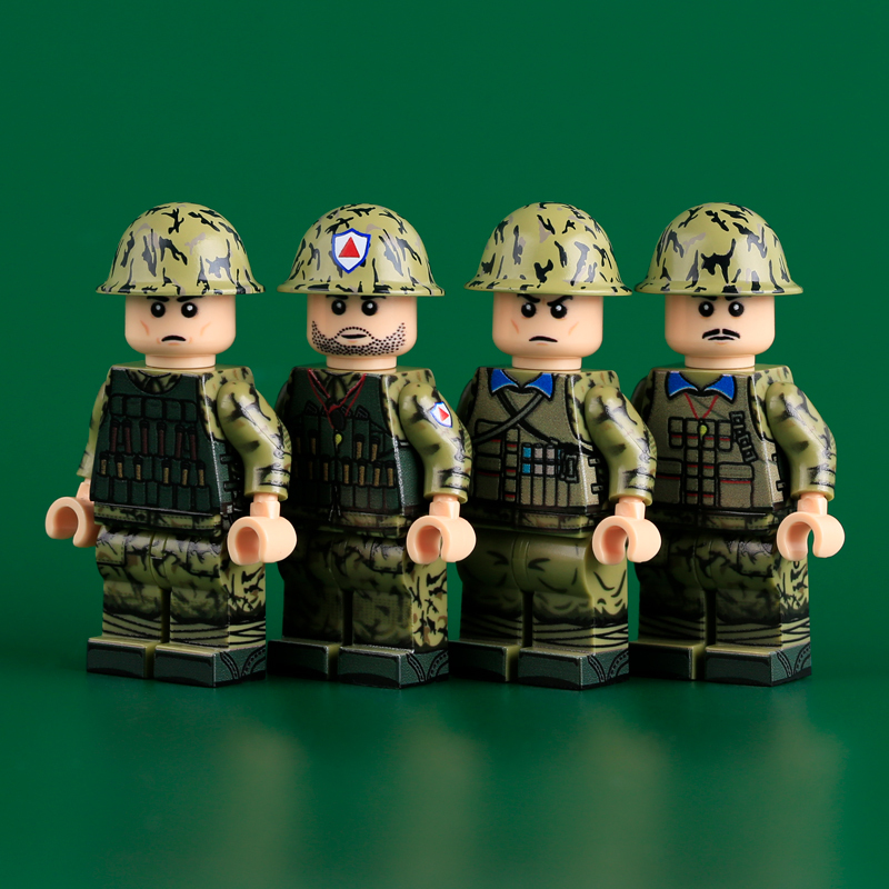 Chinese 1985 PLA Soldier Minifigs Building Blocks UV Printing Sino-Vietnamese War Militia Army Weapon Soldier Bricks Toys MTUV190-193