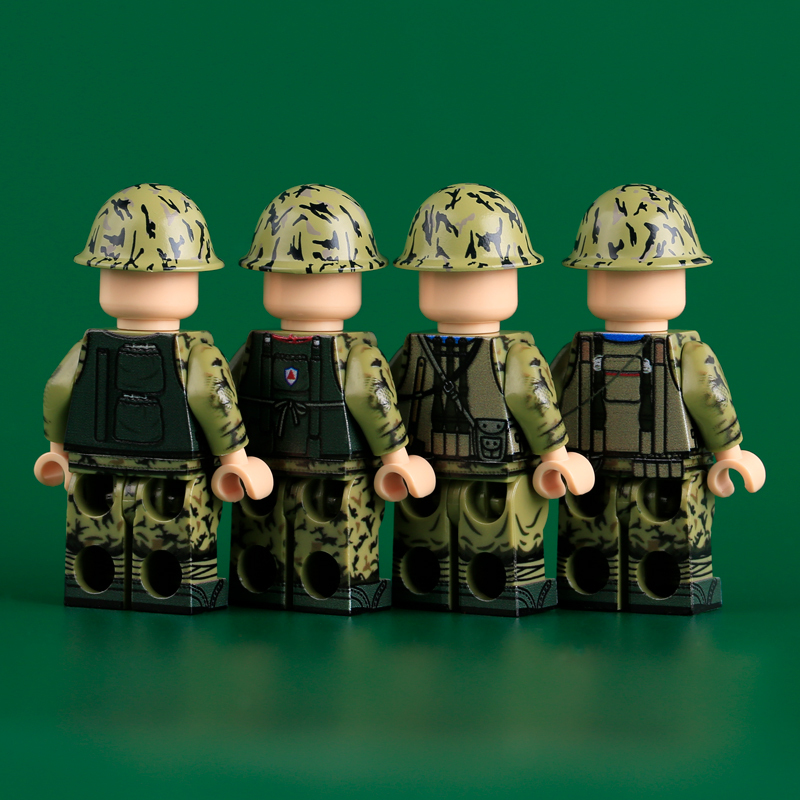 Chinese 1985 PLA Soldier Minifigs Building Blocks UV Printing Sino-Vietnamese War Militia Army Weapon Soldier Bricks Toys MTUV190-193